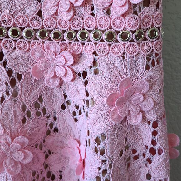 Fairy Coquette Lace Dress Size 2 Pink Michael Kors 3D Floral Appliquéd HOCO - Picture 5 of 12